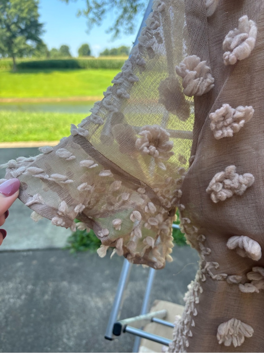 &merci Taupe Floral Appliqué Wrap Mini Dress - Picture 4 of 5